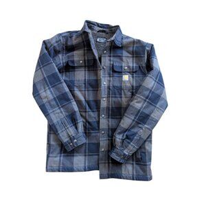 Carhartt Shacket Shirt Jacket Relaxed Fit Button Flannel Sherpa-Lined
